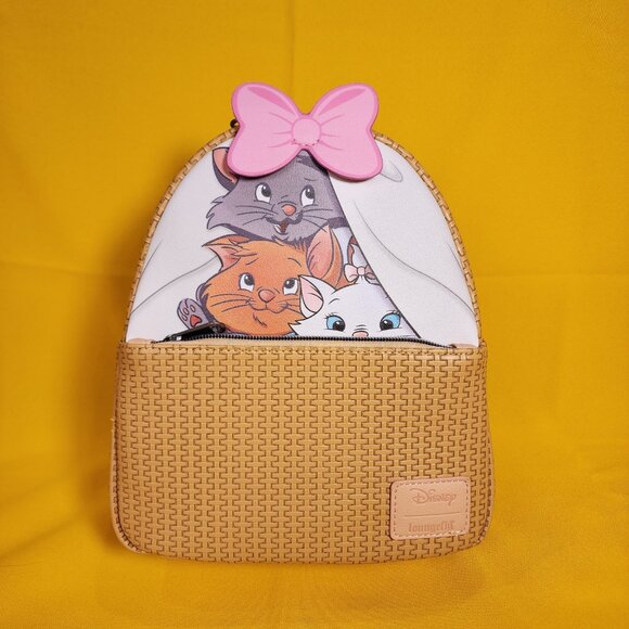 Loungefly Disney The Aristocats Marie Kitten Basket Bow Brown Mini Backpack NEW - Picture 8 of 11